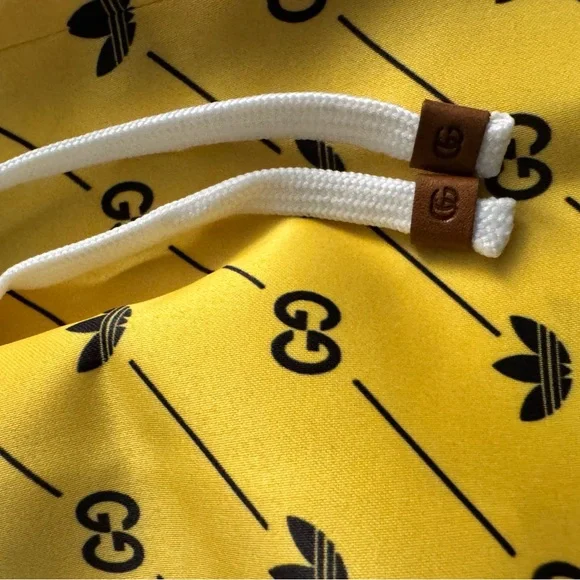 Gucci Yellow Athletic Shorts with Black Trim and Drawstring - Picture 6 of 8